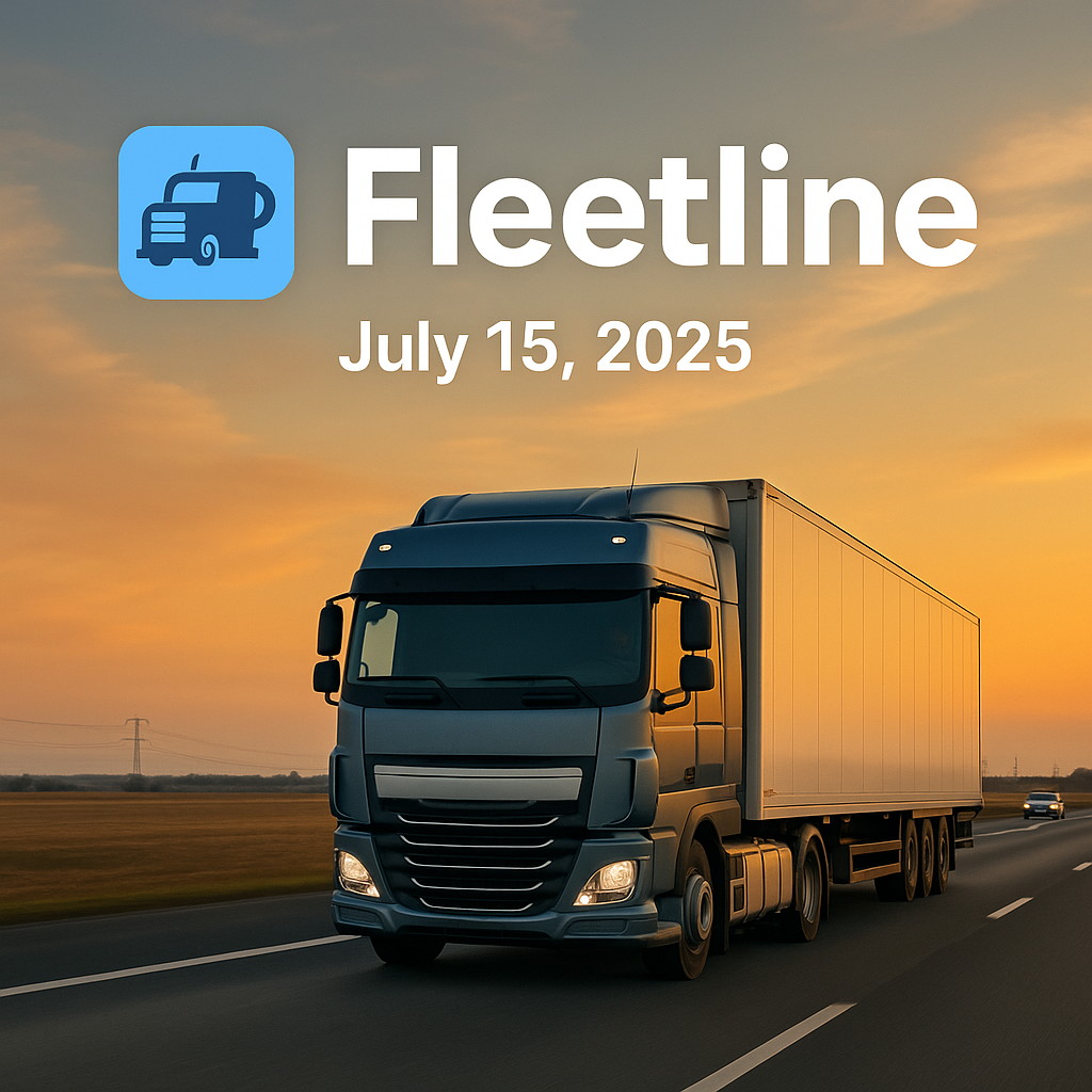 Trucking highway at dawn with the Fleetline logo up top.